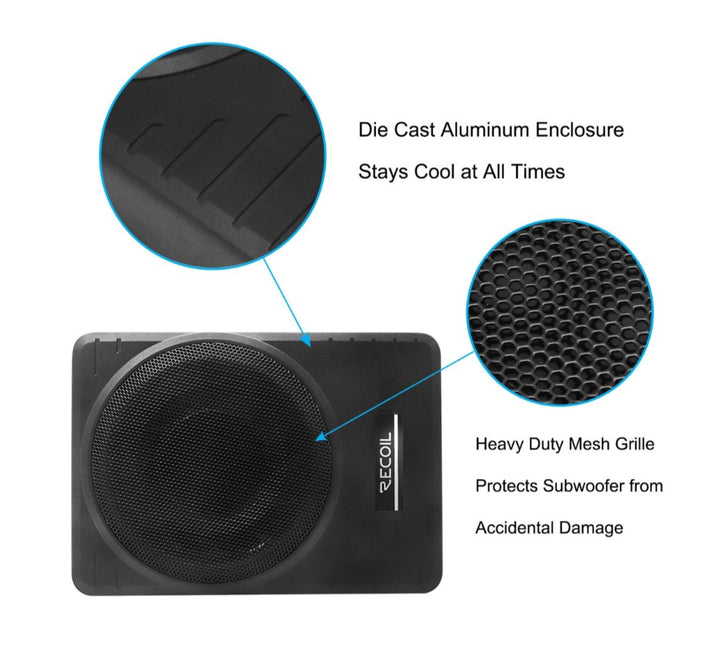 Recoil SL1710 10” (250mm) Under Seat Amplified Car Subwoofer – Sound Master