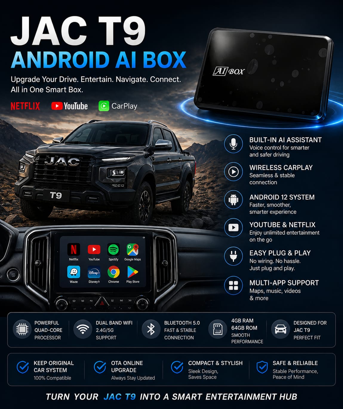 JAC T9 HUNTER – Android AI BOX UPGRADE 🔥🚙 – Sound Master